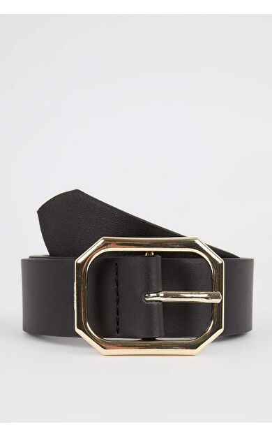 DeFacto Kadın Dikdörtgen Toka Suni Deri Jean Kemeri