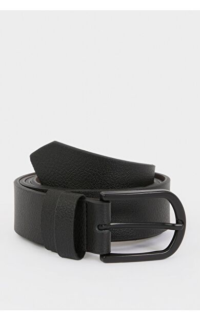 DeFacto Erkek Oval Toka Suni Deri Oval Klasik Kemer