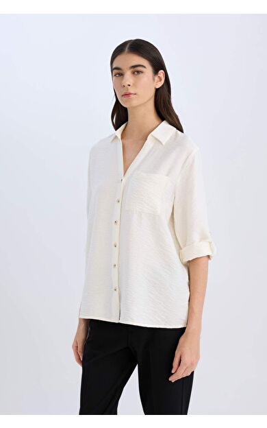 Regular Fit Basic Düz Uzun Kollu Gömlek Y8373AZ25SPER105