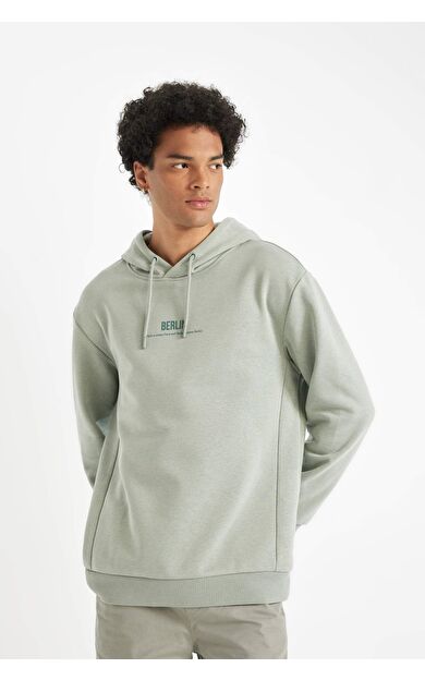DeFacto DeFactoFit Relax Fit Kapüşonlu Baskılı Kalın Sweatshirt Y9652AZ24AUGN1102
