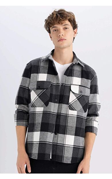 Relax Fit Kareli Pamuklu Uzun Kollu Gömlek