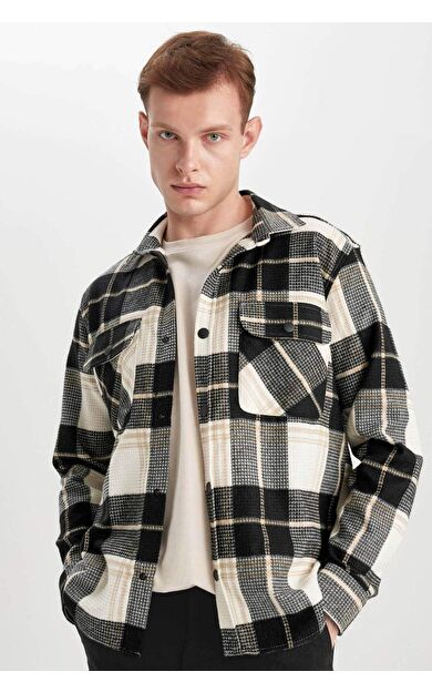 DeFacto Relax Fit Kareli Pamuklu Uzun Kollu Gömlek Z0639AZ24SPBG732