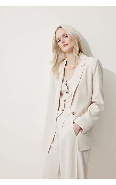 DeFacto Oversize Geniş Kalıp Keten Karışımlı Blazer Ceket Z2536AZ25SPBG737