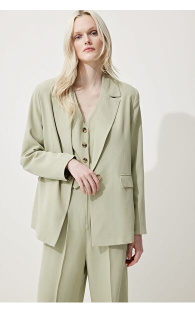 DeFacto Oversize Geniş Kalıp Keten Karışımlı Blazer Ceket Z2536AZ25SPKH176