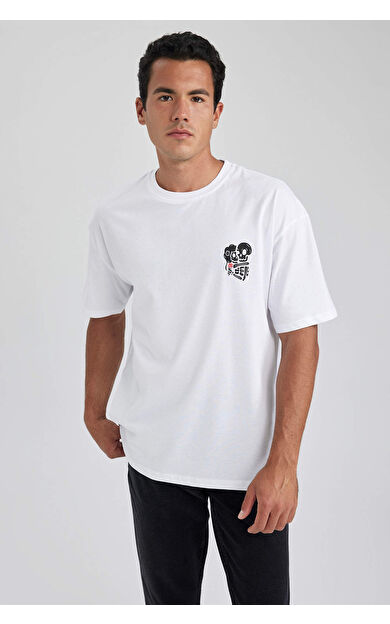 DeFacto Oversize Fit Bisiklet Yaka Baskılı Tişört