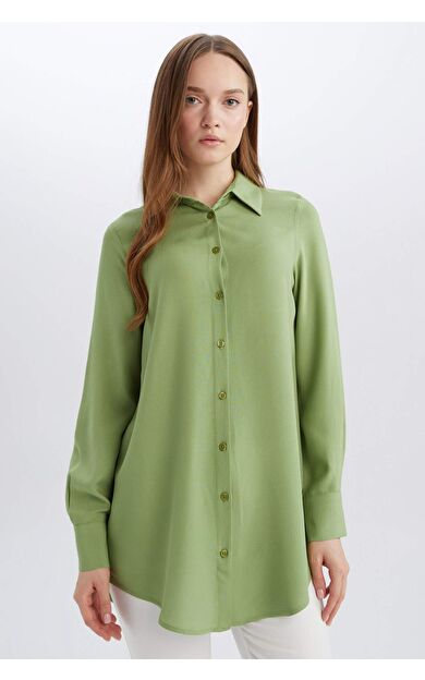 Regular Fit Basic Düz Uzun Kollu Gömlek Tunik Z3538AZ25SPGN707