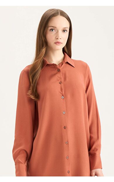 Regular Fit Basic Düz Uzun Kollu Gömlek Tunik Z3538AZ25SPOG56