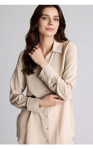 DeFacto Regular Fıt Gömlek Yaka Uzun Kollu Tunik