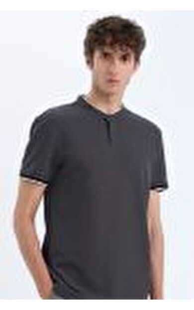DeFacto Slim Fit Dar Kesim Dik Yaka Dokulu Kısa Kollu Waffle Polo Tişört Z4262AZ25SMAR15