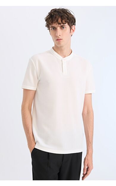 DeFacto Slim Fit Dar Kesim Dik Yaka Dokulu Kısa Kollu Waffle Polo Tişört Z4262AZ25SMWT32