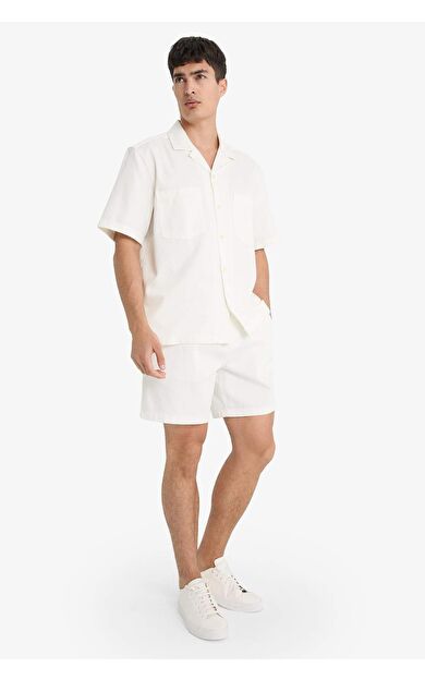 %100 Pamuk Yazlık Relax Fit Rahat Beyaz Jean Bermuda Şort