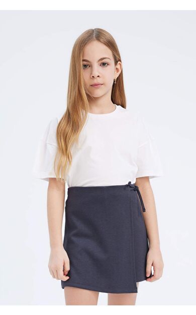 DeFacto Kız Çocuk Relax Fit Bisiklet Yaka Basic Düz Kısa Kollu Tişört Z5095A625SMWT34