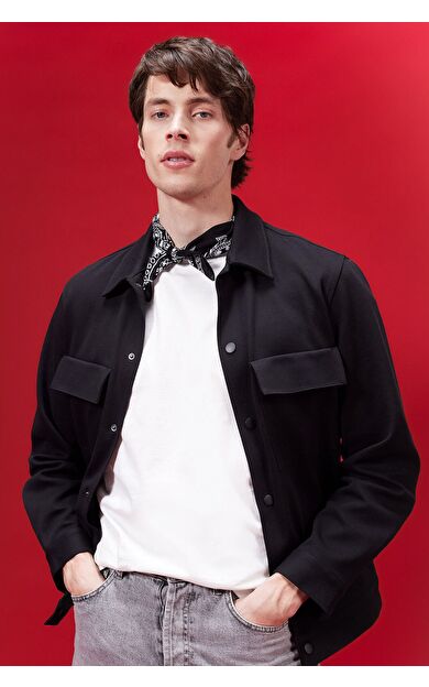 DeFacto Regular Fit Polo Yaka Gömlek Ceket Z5178AZ24SPBK81