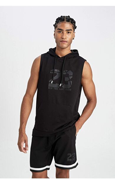 DeFactoFit Standart Fit Baskılı Kapüşonlu Atlet Z5603AZ24SMBK81