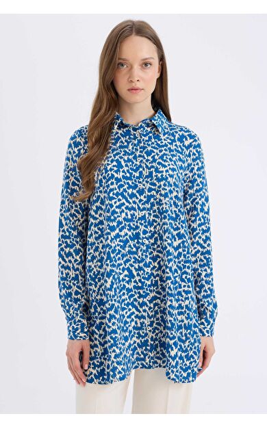 DeFacto Regular Fit Desenli Uzun Kollu Gömlek Tunik Z5833AZ25SPBE314
