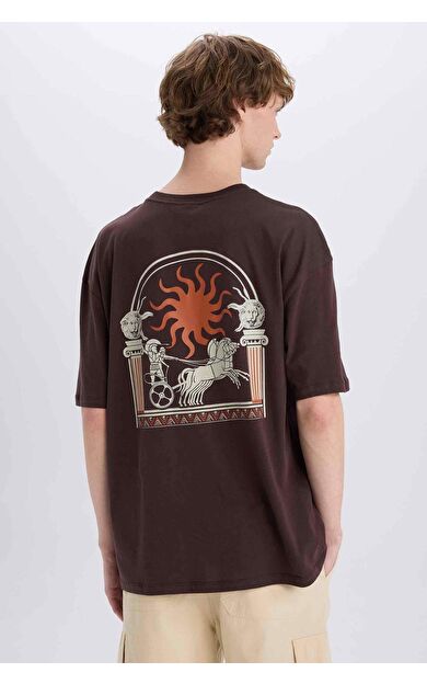 DeFacto Oversize Geniş Kalıp Bisiklet Yaka Sırt Baskılı Kısa Kollu Tişört Z6082AZ25SMBN116