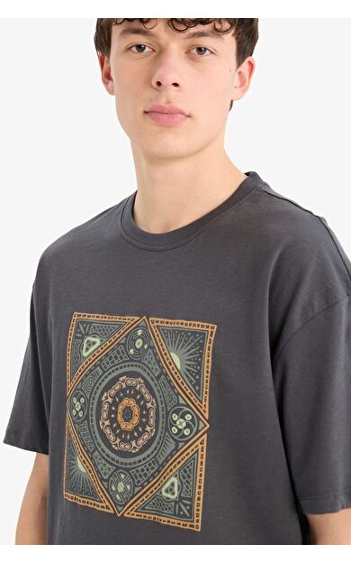 DeFacto Relax Fit Bisiklet Yaka Baskılı Kısa Kollu Tişört Z6242AZ25SPAR192