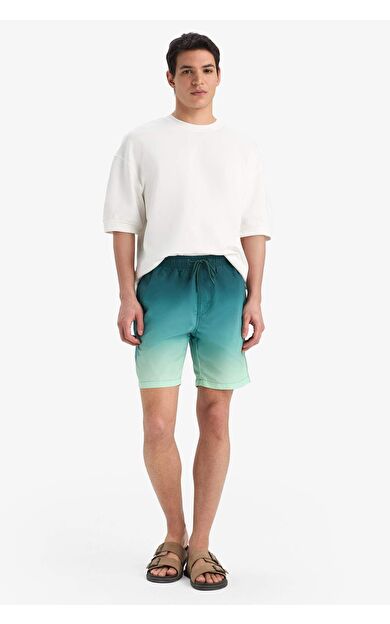 DeFacto Regular Fit Degrade Baskılı File Astarlı Diz Üstü Deniz Şortu Z6873AZ25HSGN265