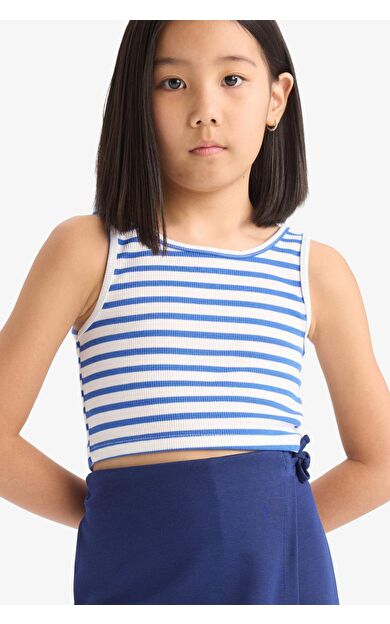 DeFacto Kız Çocuk Bisiklet Yaka Çizgili Atlet Z7814A625HSBE124