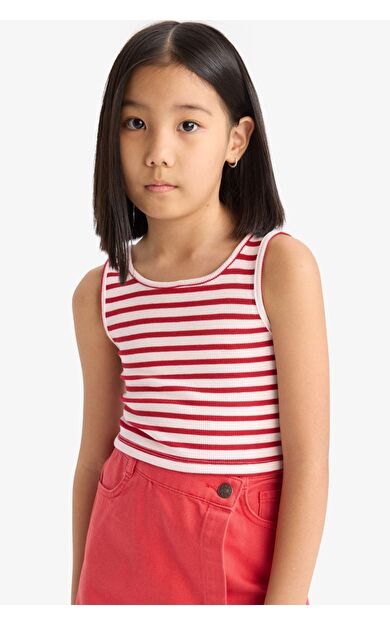 DeFacto Kız Çocuk Bisiklet Yaka Çizgili Atlet Z7814A625HSRD256