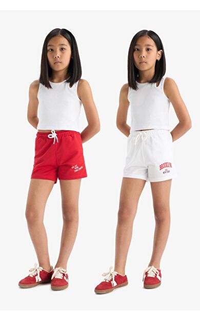 DeFacto Kız Çocuk Sweatshirt Kumaşı 2'li Şort Z8046A625SMRD256