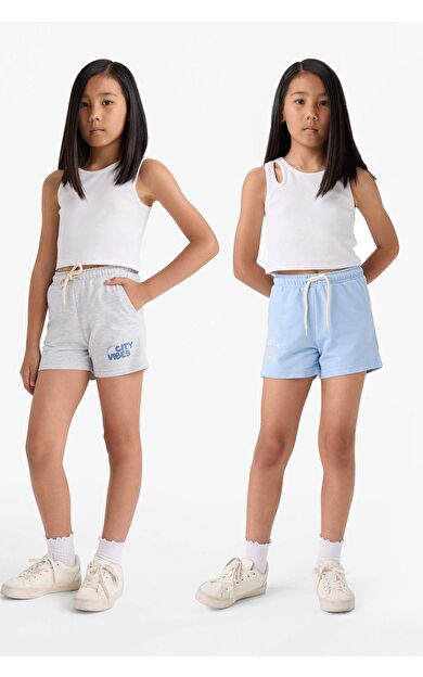 DeFacto Kız Çocuk Sweatshirt Kumaşı 2'li Şort Z8047A625SMBE196