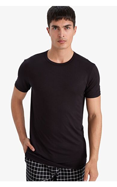 DeFacto Premium Slim Fit Dar Kesim Bisiklet Yaka Modal Üst