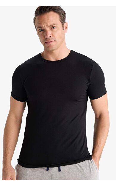 DeFacto Premium Slim Fit Dar Kesim Bisiklet Yaka Modal Üst