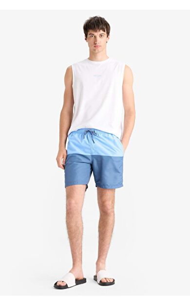 DeFacto Regular Fit Renk Bloklu File Astarlı Diz Üstü Deniz Şortu Z8108AZ25HSBE303