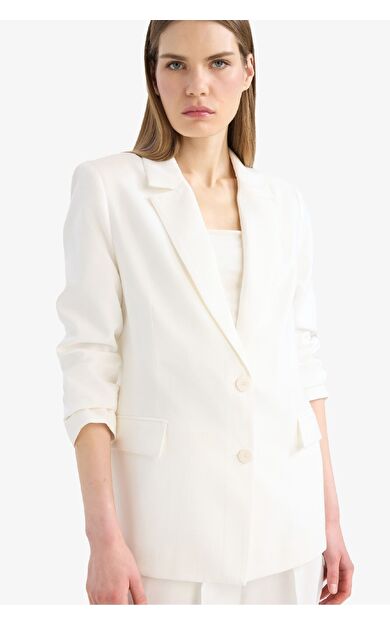 Loose Fit Kruvaze Yaka Düğmeli Blazer Ceket