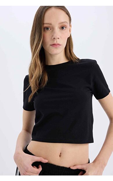 DeFacto Coool Fitted Bisiklet Yaka Basic Düz Kısa Kollu Tişört Z8790AZ25SMBK81