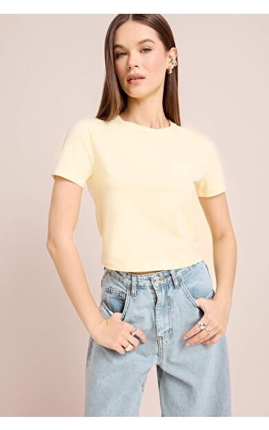 Coool Fitted Bisiklet Yaka Basic Düz Kısa Kollu Tişört Z8790AZ25SMYL83