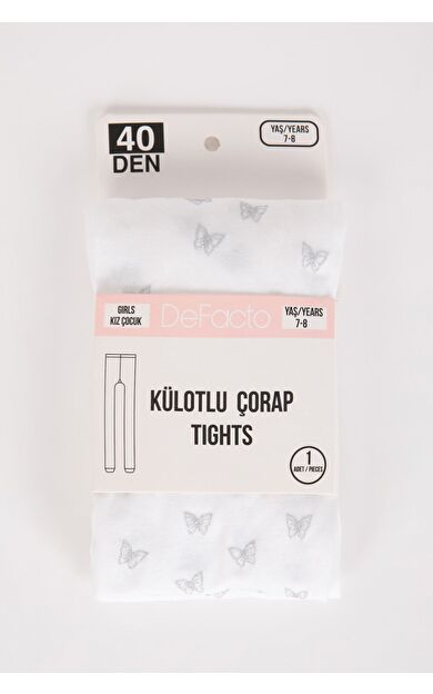 DeFacto Kız Çocuk Külotlu Çorap Beyaz