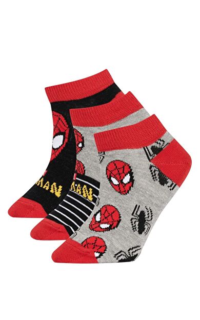 DeFacto Erkek Çocuk Marvel Spiderman 3'lü Pamuklu Patik Çorap Çok Renkli Z9030A6NSKR1