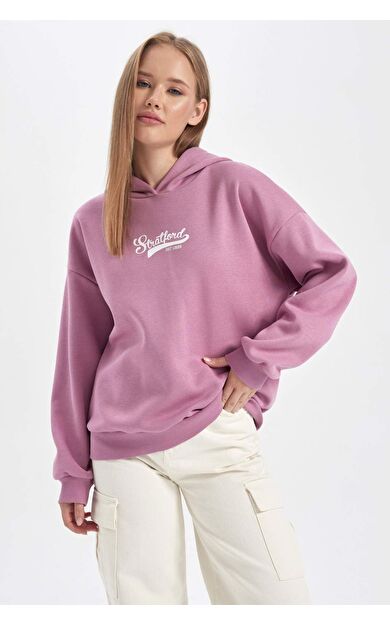 DeFacto Coool Oversize Fit Kapüşonlu Kalın Kumaş Sweatshirt