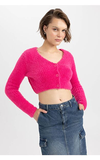 DeFacto Coool Slim Fit V Yaka Triko Hırka