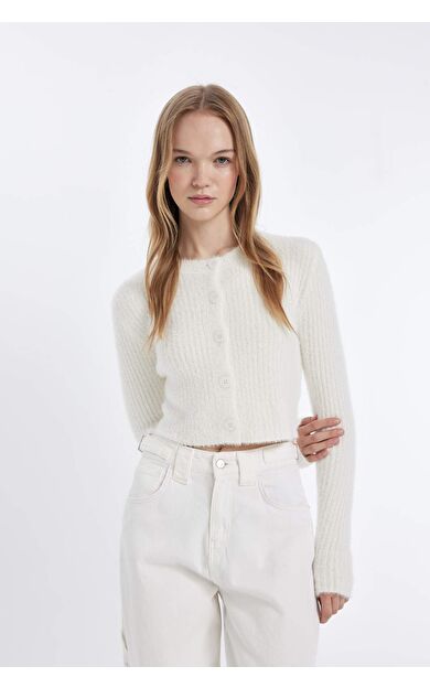 Coool Slim Fit Dar Kesim Bisiklet Yaka Triko Hırka Z9318AZ24WNER100