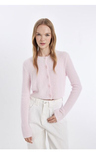 DeFacto Coool Slim Fit Dar Kesim Bisiklet Yaka Triko Hırka