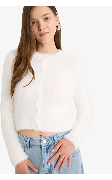 DeFacto Coool Slim Fit Dar Kesim Bisiklet Yaka Triko Hırka Z9318AZ25WNER98