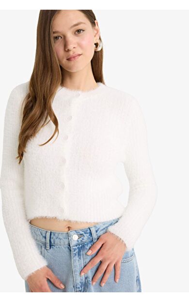 DeFacto Coool Slim Fit Dar Kesim Bisiklet Yaka Triko Hırka Z9318AZ25WNER98
