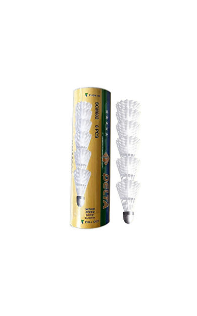 Delta Badminton Topu 6 Adet - Mantar Basli Badminton Malzemeleri SCM-602 Beyaz
