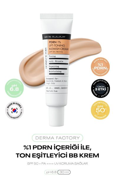 %1 PDRN Cilt Tonu Eşitleyici Sıkı görünüm destekleyen BB Krem SPF50+ PA++++ LIFT-TONING BLEMISH CREAM