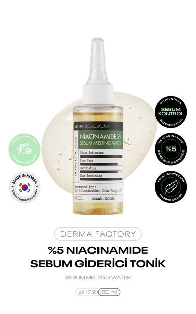 %5 Niasinamid ile, Gözenek ve Sebum Giderici Tonik Sebum Melting Water 80 ml