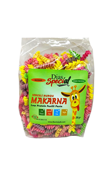 DİAS SPECİAL Düşük Proteinli Sebzeli Burgu Makarna 250g