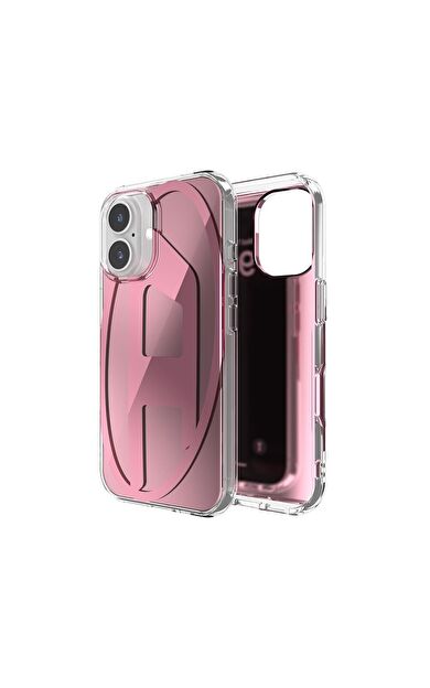 Diesel iPhone 16 Uyumlu Oval D Aynalı (Mirror) Kılıf - Pembe