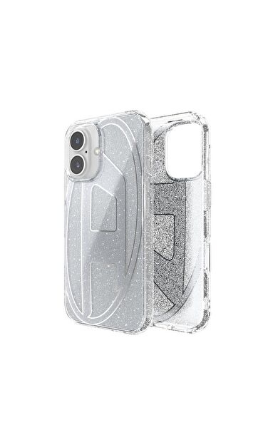 Diesel iPhone 16 Uyumlu Oval D Simli Kılıf - Gümüş