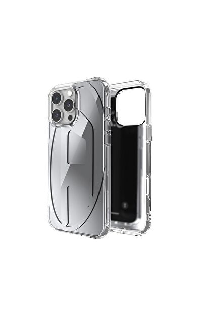 Diesel iPhone 16 Pro Max Uyumlu Oval D Aynalı (Mirror) Kılıf - Gümüş