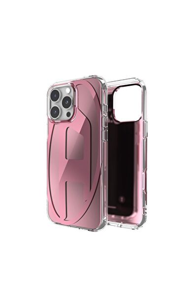 Diesel iPhone 16 Pro Max Uyumlu Oval D Aynalı (Mirror) Kılıf - Pembe