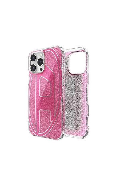 Diesel iPhone 16 Pro Max Uyumlu Oval D Simli Kılıf - Pembe