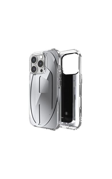 Diesel iPhone 16 Pro Uyumlu Oval D Aynalı (Mirror) Kılıf - Gümüş